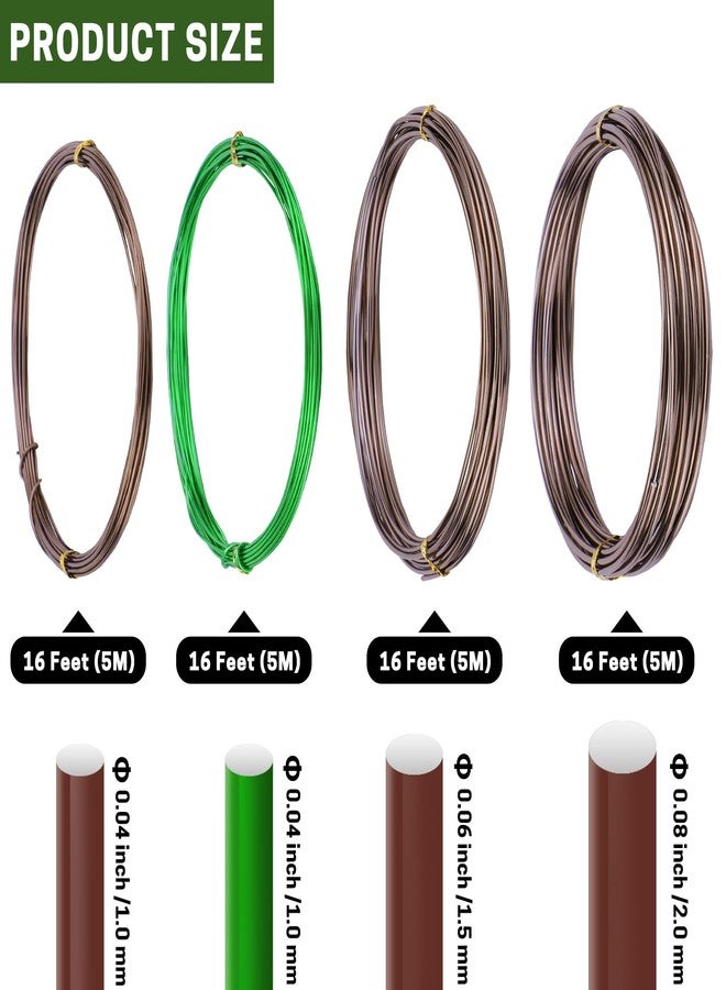 ZELARMAN Wire Bonsai Tree, 4 Rolls Total 64Ft Aluminum Bonsai Training Wire Set for Indoor 1.0MM, 1.5MM, 2.0MM - Image 2